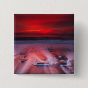 Badge Carré 5 Cm Aube au-dessus de la mer orageuse