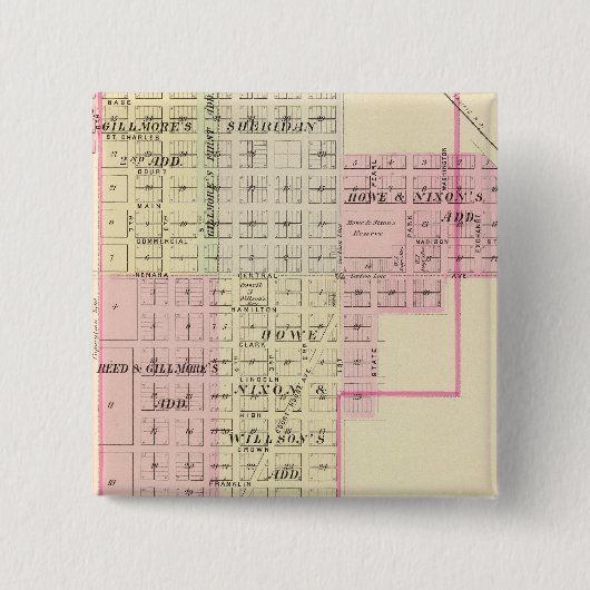 Badge Carré 5 Cm Auburn, Nebraska (Devant)