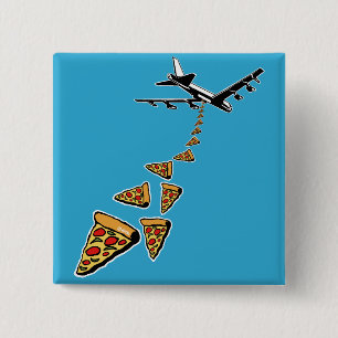 Badge Carré 5 Cm Aucune guerre plus de pizza