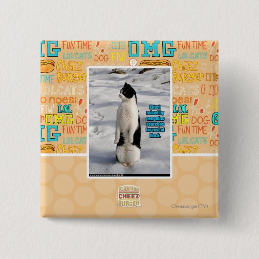 Badge Carré 5 Cm Augmenté par des pingouins (Devant)