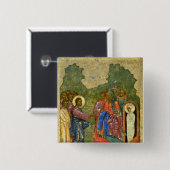 Badge Carré 5 Cm Augmenter de Lazarre, icône russe (Devant & derrière)