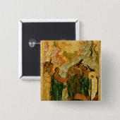 Badge Carré 5 Cm Augmenter de Lazarre, icône russe (Devant & derrière)