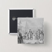 Badge Carré 5 Cm Aumône de distribution de Louis XVI (Devant & derrière)
