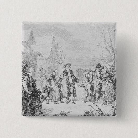 Badge Carré 5 Cm Aumône de distribution de Louis XVI (Devant)