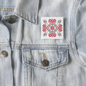 Badge Carré 5 Cm Auseklis letton Médaillon géométrique d'art popula (En situation)