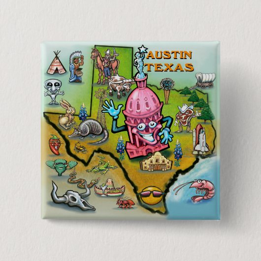 Badge Carré 5 Cm Austin TX (Devant)