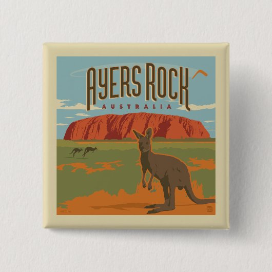 Badge Carré 5 Cm Australie | Ayers Rock Kangaroos (Devant)