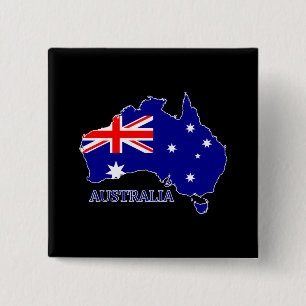 Badge Carré 5 Cm Australie Carte du drapeau Voyage