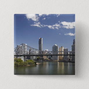 Badge Carré 5 Cm Australie, Queensland, Brisbane, Story Bridge,