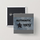 Badge Carré 5 Cm Authentique 1972 Vintage Star Retro Anniversaire D (Devant & derrière)