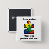 Badge Carré 5 Cm Autism Awareness Button. Autism. Autism Button (Devant & derrière)