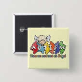Badge Carré 5 Cm Autisme Ciel M'A Envoyé Un Ange (Devant & derrière)