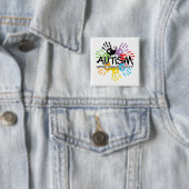 Badge Carré 5 Cm Autisme Handprint (En situation)