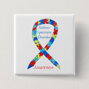 Badge Carré 5 Cm Autisme Spectrum Disorder Puzzle Personnalisé Épin