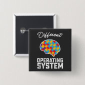 Badge Carré 5 Cm Autisme Système d'exploitation différent Neurodive (Devant & derrière)
