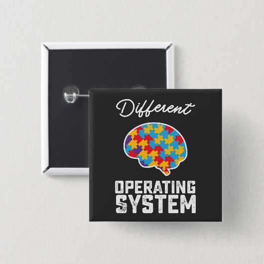 Badge Carré 5 Cm Autisme Système d'exploitation différent Neurodive (Devant & derrière)