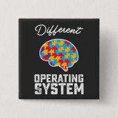 Badge Carré 5 Cm Autisme Système d'exploitation différent Neurodive (Devant)