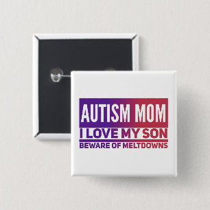 Badge Carré 5 Cm AutismMom - Bouton Carré