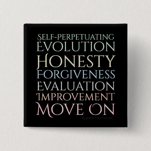 Badge Carré 5 Cm Auto-perpétuer l'évolution Les cinq clés (Devant)