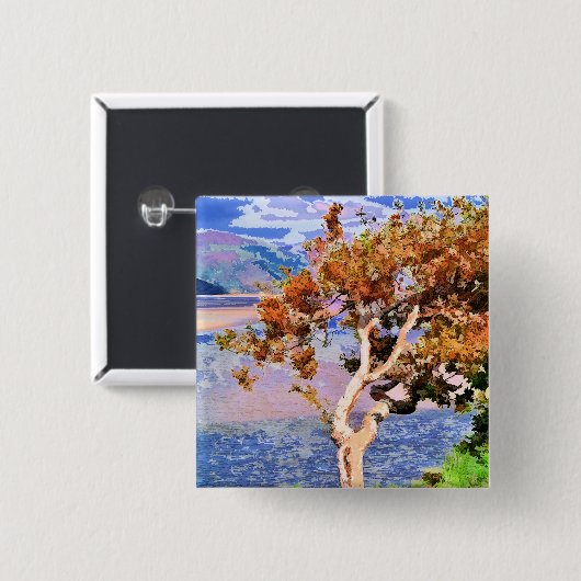 BADGE CARRÉ 5 CM AUTOMNE (Devant & derrière)