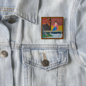 Badge Carré 5 Cm Automne (En situation)