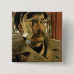 Badge Carré 5 Cm Autoportrait de James Tissot  , c.1865