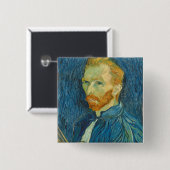 Badge Carré 5 Cm Autoportrait de Vincent van Gogh |, 1889 (Devant & derrière)