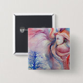 Badge Carré 5 Cm AVALON / Magie et mystère (Devant & derrière)