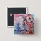 Badge Carré 5 Cm AVALON / Magie et mystère (Devant & derrière)