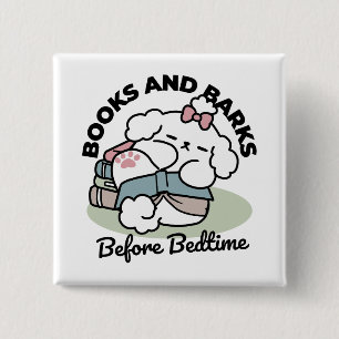 Badge Carré 5 Cm Avant le coucher avec ma chienne - Livre et Amoure