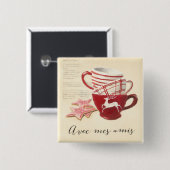 Badge Carré 5 Cm Avec Mes Amis (Devant & derrière)