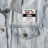 Badge Carré 5 Cm Avertissement d'alerte d'allergie aux aliments pou (En situation)