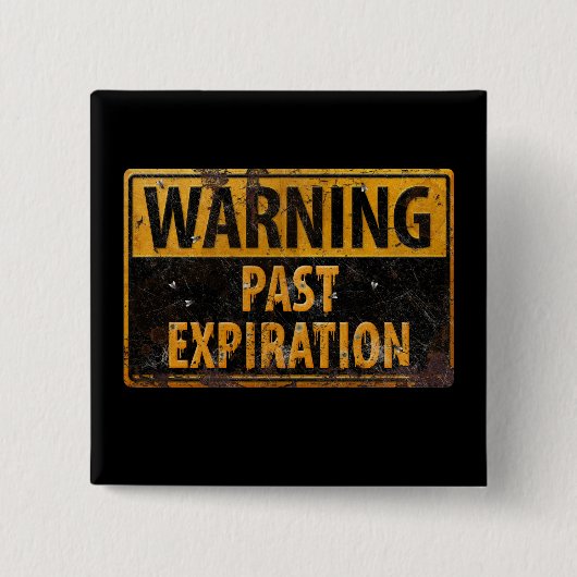 Badge Carré 5 Cm AVERTISSEMENT Expiration passée - Panneau Danger M (Devant)