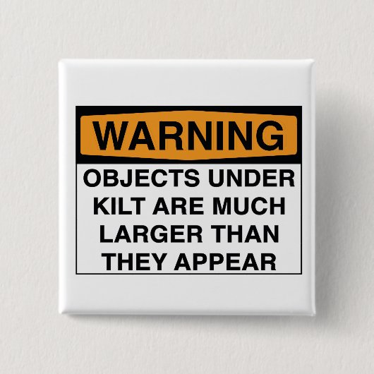 Badge Carré 5 Cm Avertissement - grands objets sous le kilt (Devant)