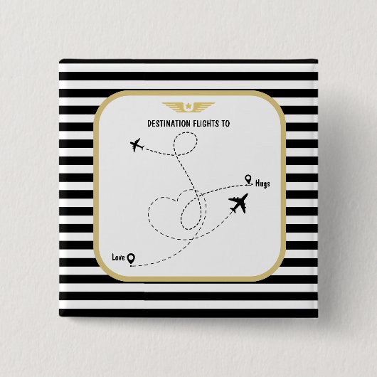 Badge Carré 5 Cm Aviation de destination pilote (Devant)