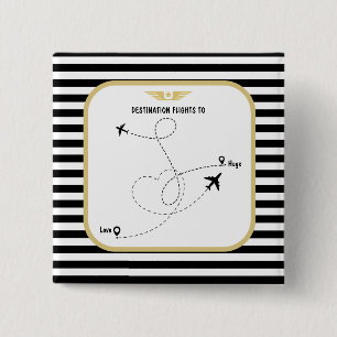 Badge Carré 5 Cm Aviation de destination pilote