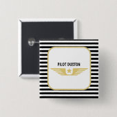 Badge Carré 5 Cm Aviation de destination pilote (Devant & derrière)