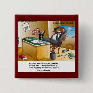 Badge Carré 5 Cm Avocat divorcé Rick London Muskrat Comique