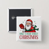Badge Carré 5 Cm Avoir Holly Volley Chanson De Noël Pickleball (Devant & derrière)