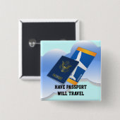 Badge Carré 5 Cm Avoir un passeport, voyager (Devant & derrière)