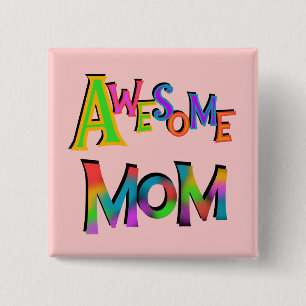 Badge Carré 5 Cm Awesome Maman T-shirts et cadeaux