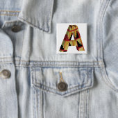 Badge Carré 5 Cm Aztec Navajo Pattern Letter A (En situation)
