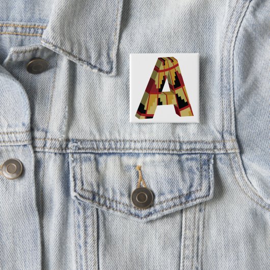 Badge Carré 5 Cm Aztec Navajo Pattern Letter A (En situation)