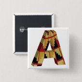 Badge Carré 5 Cm Aztec Navajo Pattern Letter A (Devant & derrière)