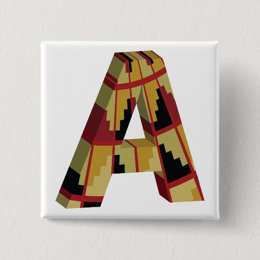 Badge Carré 5 Cm Aztec Navajo Pattern Letter A (Devant)