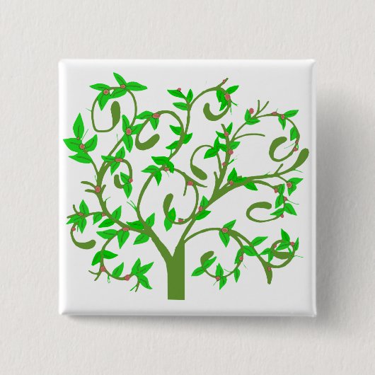 Badge Carré 5 Cm B le bouton d'arbre (Devant)