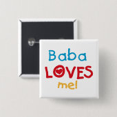 Badge Carré 5 Cm Baba aime mes t-shirts et cadeaux (Devant & derrière)