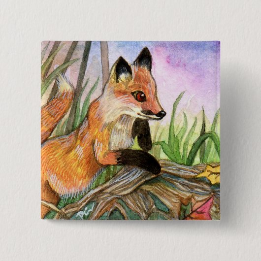Badge Carré 5 Cm Baby Fox (Devant)