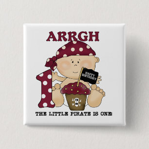 Badge Carré 5 Cm Baby Pirate 1er Anniversaire Tshirts et cadeaux