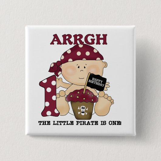 Badge Carré 5 Cm Baby Pirate 1er Anniversaire Tshirts et cadeaux (Devant)